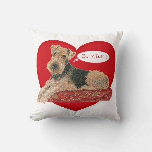 Airedale Terrier Alla hjärtans dag Kudde (Framsida)