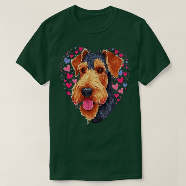 Airedale Terrier Alla hjärtans dag T Shirt (Design framsida)