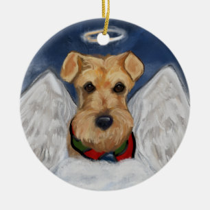 Airedale Terrier Ängel Julgransprydnad Keramik