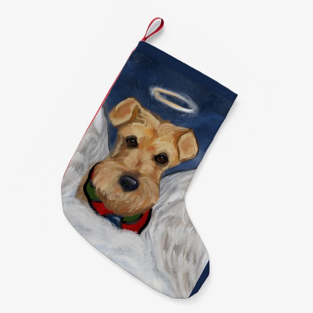 Airedale Terrier Ängel Liten Julstrumpa (Framsidan (Hängande))