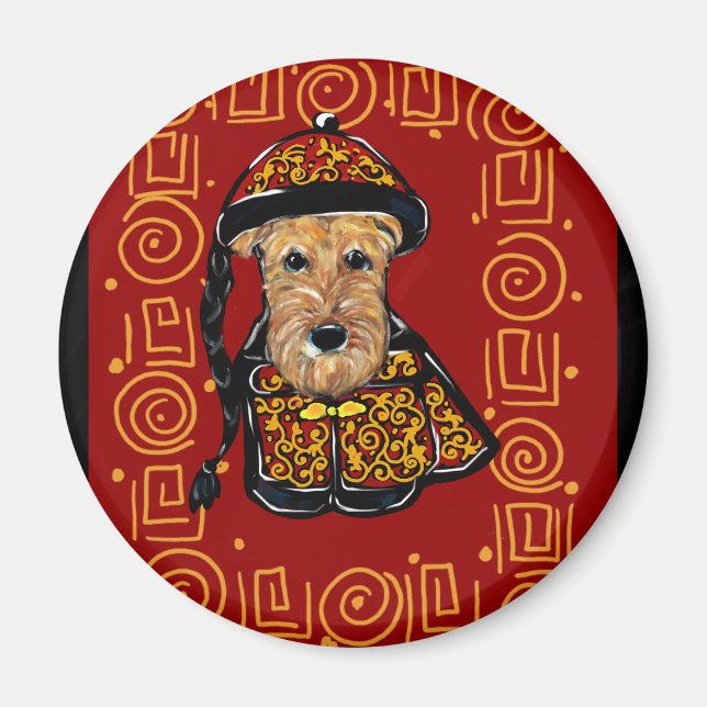 Airedale Terrier År Hund Magnet (Framsidan)