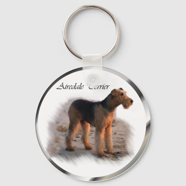 Airedale Terrier Art Gifts Nyckelring (Framsida)