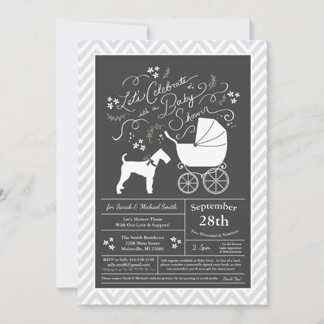 Airedale Terrier Baby Shower Gender Neutral Inbjudningar (Framsida)