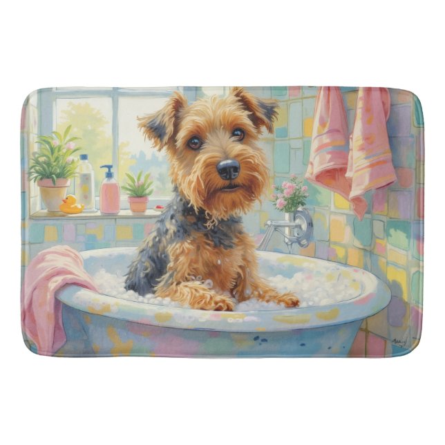 Airedale Terrier badtid kul badrumsdekor Badrumsmatta (Framsidan)