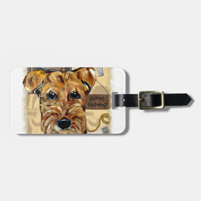 AIREDALE TERRIER BAGAGEBRICKA (Horisontell Framsida)