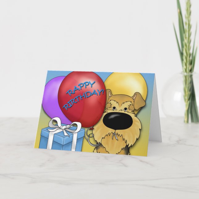 Airedale Terrier Birthday Card Kort (Framsida)