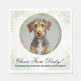 Airedale Terrier Bröllop Napkins with Hundar Photo Pappersservett