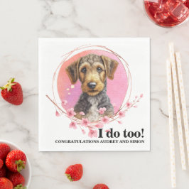Airedale Terrier Bröllopsservetter Med Hund Foto Pappersservett