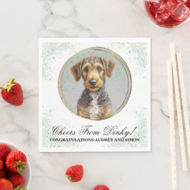 Airedale Terrier Bröllopsservetter Med Hund Foto Pappersservett