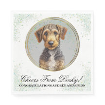 Airedale Terrier Bröllopsservetter Med Hund Foto