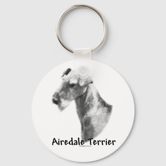 Airedale Terrier Charcol Keychain Nyckelring (Framsida)