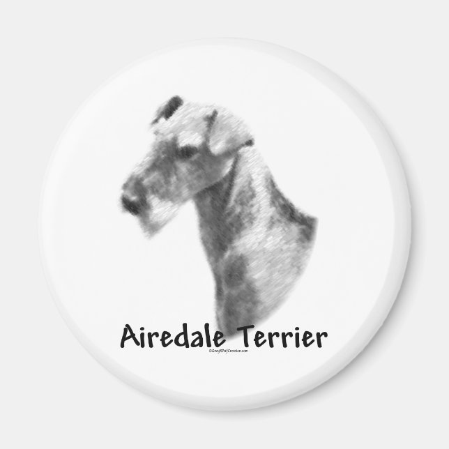 Airedale Terrier Charcol Magnet (Framsidan)