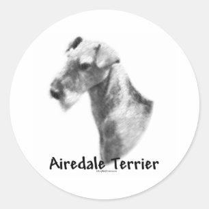 Airedale Terrier Charcol Sticker Runt Klistermärke
