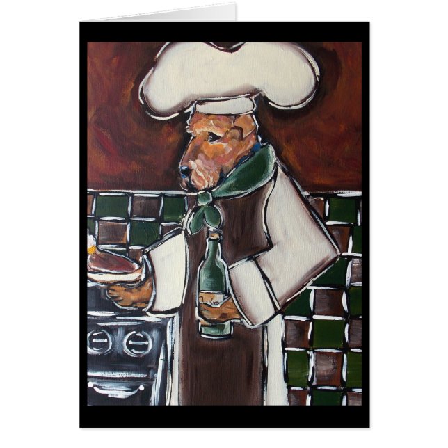 AIREDALE TERRIER CHEF HÄLSNINGSKORT (Framsidan)