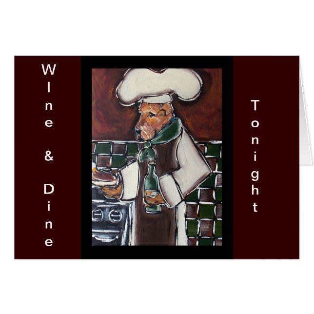 AIREDALE TERRIER CHEF HÄLSNINGSKORT (Framsidan Horizontal)