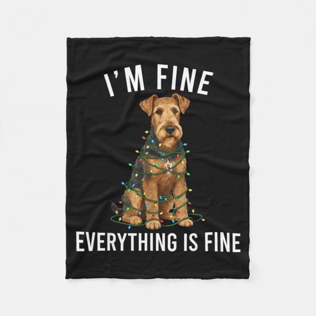 Airedale Terrier Christmas I'm Fine Everything Is  Fleecefilt (Framsidan)