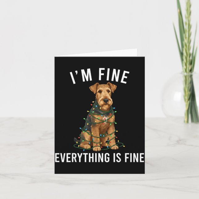 Airedale Terrier Christmas I'm Fine Everything Is  Kort (Framsida)