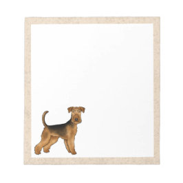 Airedale Terrier Cute Tecknad hund Illustration Anteckningsblock