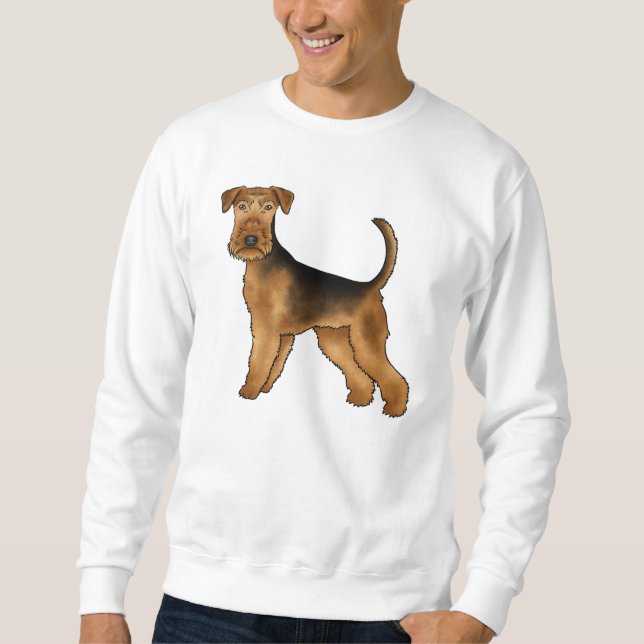 Airedale Terrier Cute Waterside Terrier Hund desig Lång Ärmad Tröja (Framsida)