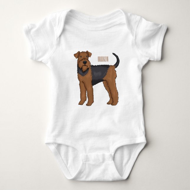 Airedale terrier dog cartoon illustration  t shirt (Framsida)