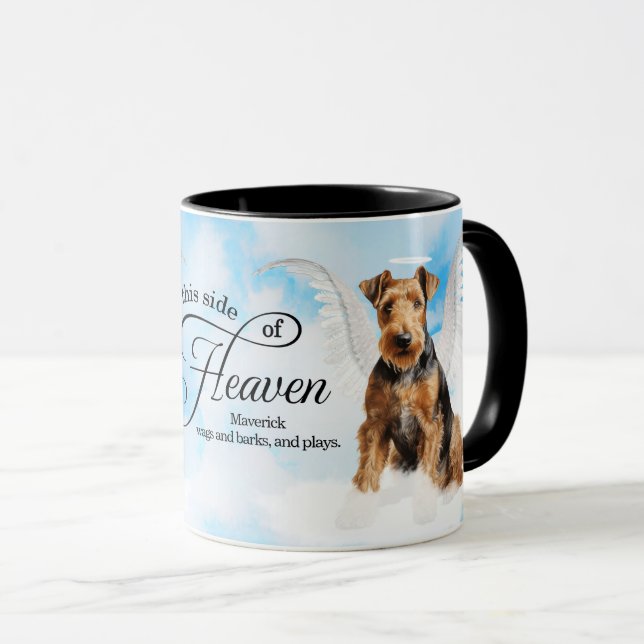 Airedale Terrier Dog Heaven Personalized Memorial Mugg (Framsida höger)