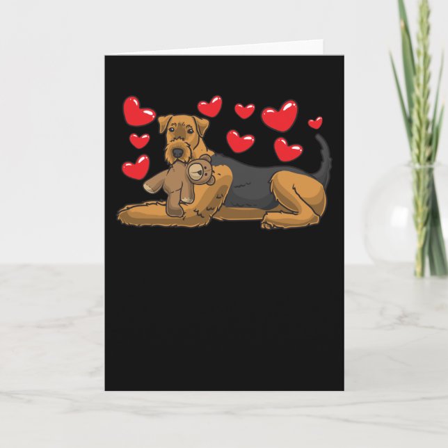 Airedale Terrier Dog With Stuffed Animal Kort (Framsida)