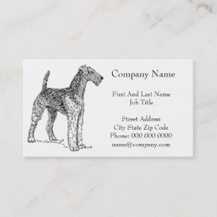 Airedale Terrier Elegant Hund Teckning Visitkort