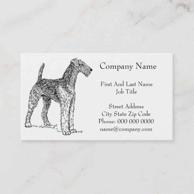 Airedale Terrier Elegant Hund Teckning Visitkort (Framsida)