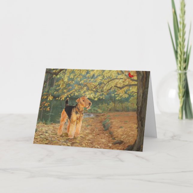 Airedale Terrier Fågelskådning Kort (Framsida)