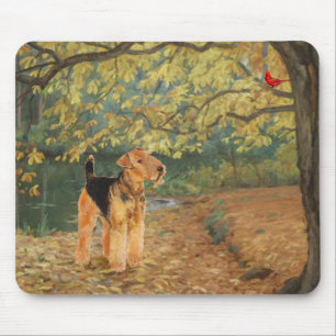 Airedale Terrier Fågelskådning Musmatta