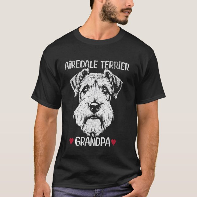 Airedale Terrier Farfar  1 T Shirt (Framsida)