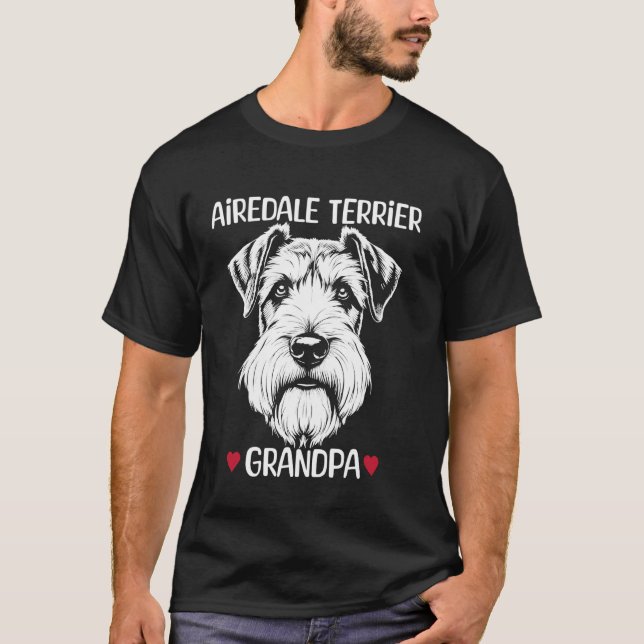 Airedale Terrier Farfar  2 T Shirt (Framsida)