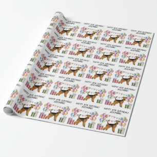 Airedale Terrier Färgglad Pastell Glad Födelsedag Presentpapper