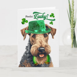 Airedale Terrier Feelin'Lucky St patrick's day Helgkort