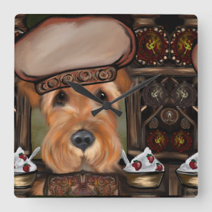 AIREDALE TERRIER FYRKANTIG KLOCKA