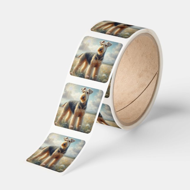 Airedale Terrier Fyrkantigt Klistermärke (Rulle)