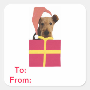 Airedale Terrier Gift-Märkre till och från Sticker Fyrkantigt Klistermärke
