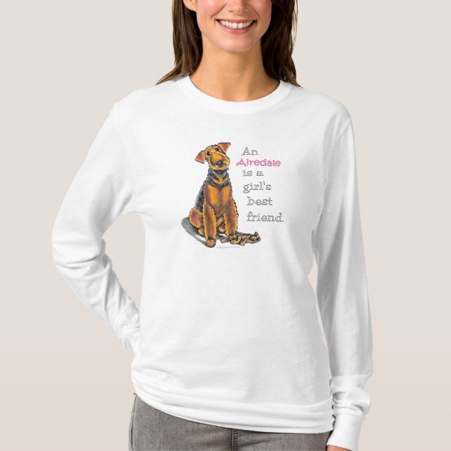 Airedale Terrier Girls Best Friend Tee Shirt (Framsida)