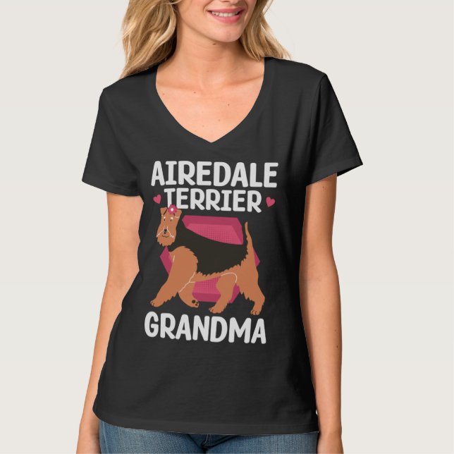 Airedale Terrier Grandma Dog Owner Airedale Terrie T Shirt (Framsida)
