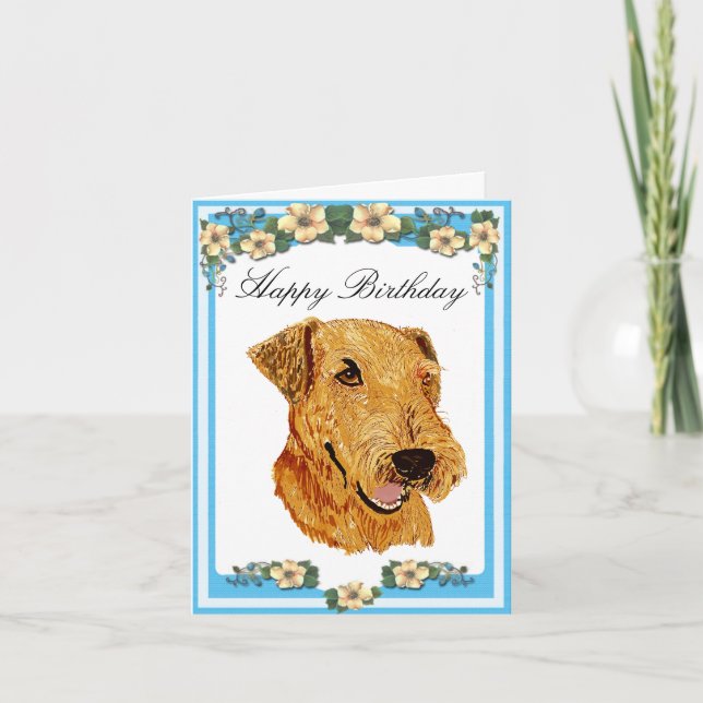 Airedale Terrier Grattis på födelsedagen kort (Framsida)