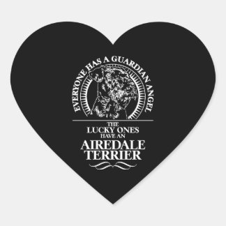 Airedale Terrier Guardian Angel hund-citat Hjärtformat Klistermärke