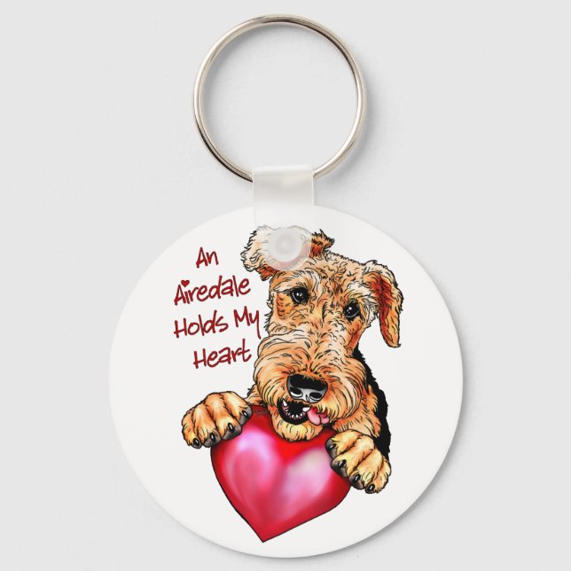 Airedale Terrier håller mitt hjärta Nyckelring (Framsida)