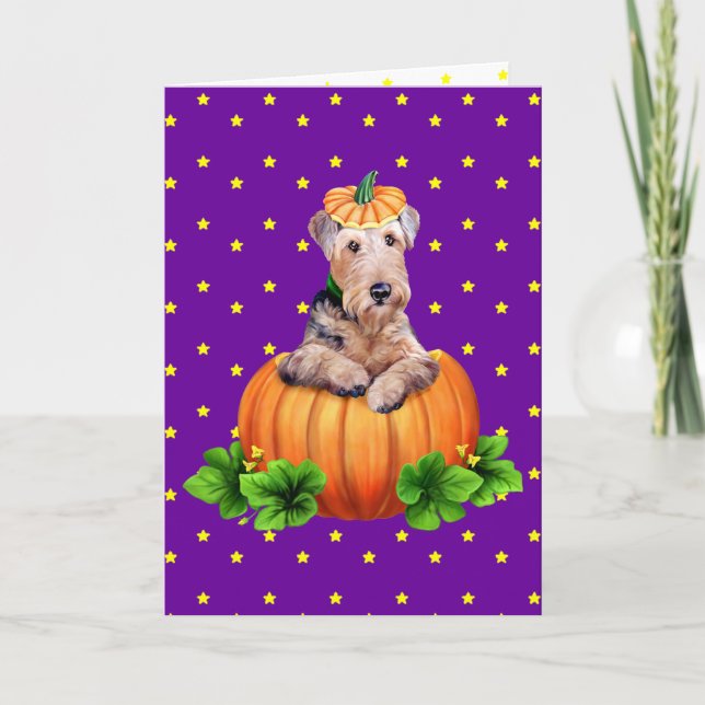 Airedale Terrier Halloween Dale-O-Lantern Kort (Framsida)