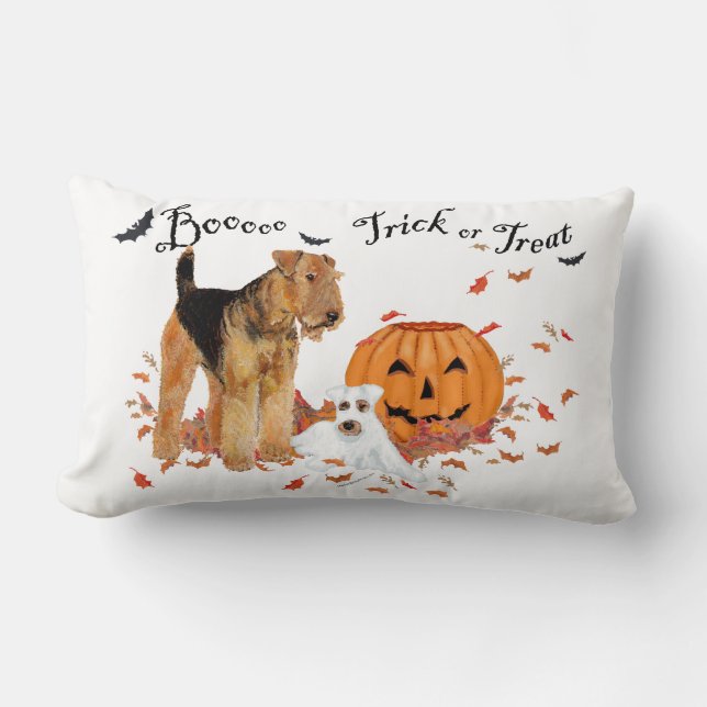 Airedale Terrier Halloween Lumbarkudde (Framsida)