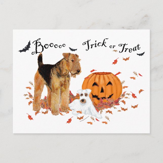Airedale Terrier Halloween Vykort (Framsida)