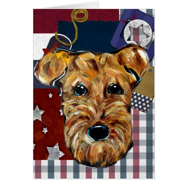 AIREDALE TERRIER HÄLSNINGSKORT (Framsidan)