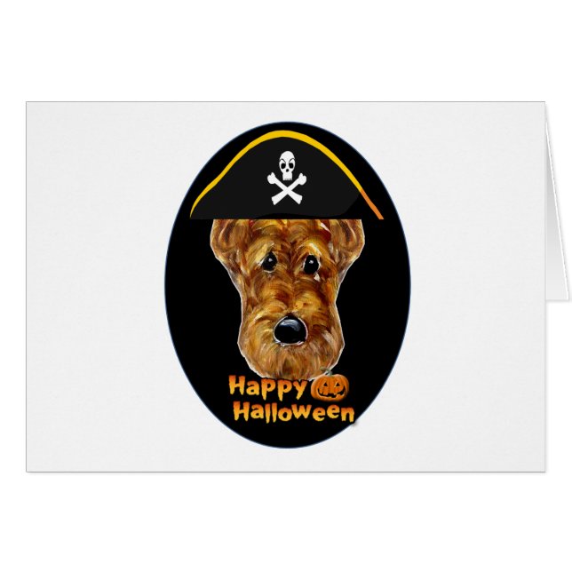 AIREDALE TERRIER HÄLSNINGSKORT (Framsidan Horizontal)