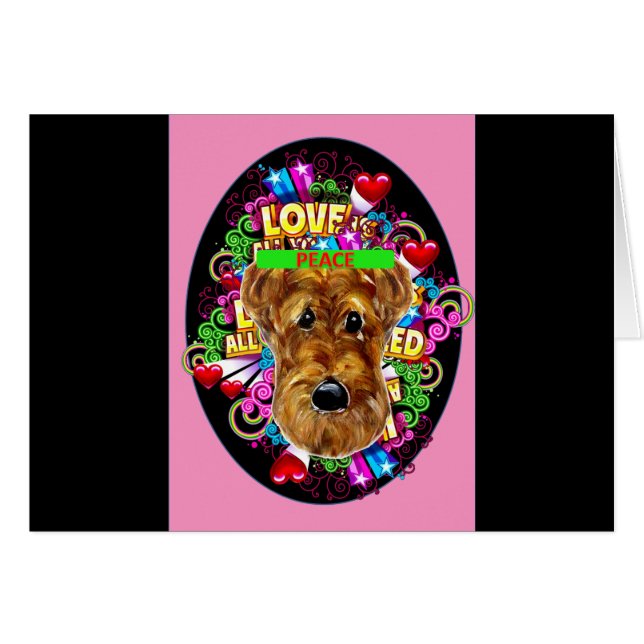 AIREDALE TERRIER HÄLSNINGSKORT (Framsidan Horizontal)