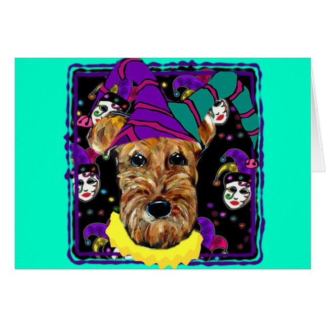 AIREDALE TERRIER HÄLSNINGSKORT (Framsidan Horizontal)