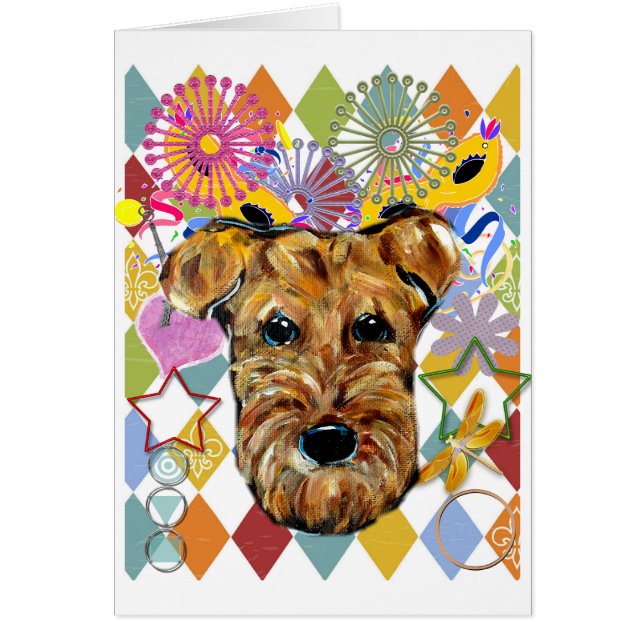 AIREDALE TERRIER HÄLSNINGSKORT (Framsidan)